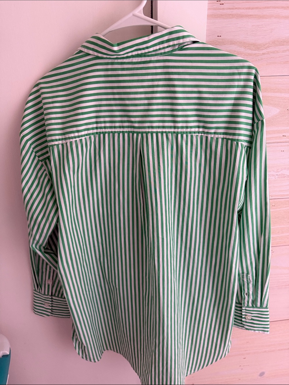 Anthropologie Maeve Green and White Bennett Striped Button-Down - Picture 4 of 5